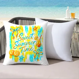 Tropical summer theme throw pillow cover, vibrant printed beach cushion for home outdoor decor.