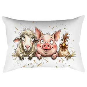 Boerderij dieren lendenkussen hoes aquarel schattig schaap varken kip bank kussen