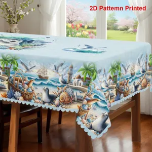 Nappe de table à thème plage d'été avec motif de phoques mignons, décoration de table.