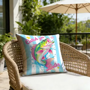 Retro cartoon graffiti stripe animal pillow cover, comfortable outdoor vacation home decor style.