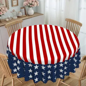 American flag round tablecloth for Independence Day party, patriotic table cover decor for home.