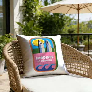 Karton Dopamin Sardinen Dose Muster Kissenbezug, Strandurlaub Stil Sofa Kissen Design.