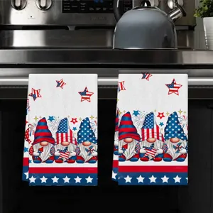 Amerikanische Unabhängigkeitstag Küchen Geschirrtuch Set mit Sternen Zwerg Motiv bedruckt.