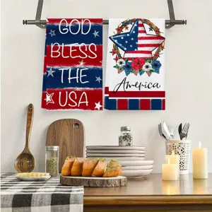 Amerikanische Unabhängigkeitstag Küchen Geschirrtücher Set, patriotisches Sternen Design.
