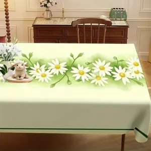 Decorative daisy floral pattern tablecloth for home dining room table dustproof cover detail view