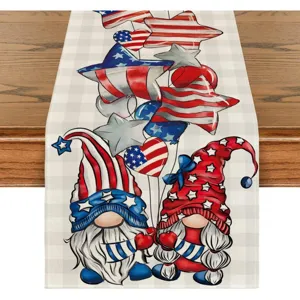 runner da tavola patriottico bandiera americana stelle gnomo decorazione casa cucina