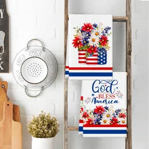 Patriotische Geschirrtücher Set mit Blumen im Einweckglas und Sternen für Küche Dekor