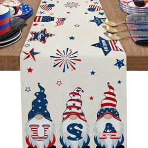runner da tavola festa dell'indipendenza design gnomo bandiera americana decorazione tavolo da pranzo.