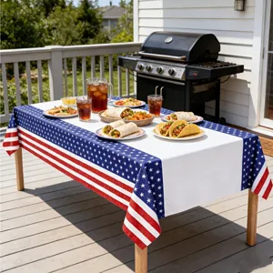 American Flag Tablecloth Independence Day Table Cover Patriotic Party Decor Outdoor Grill