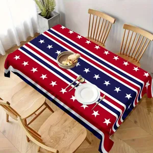 Independence day tablecloth patriotic red white blue stars rectangular table cover decor