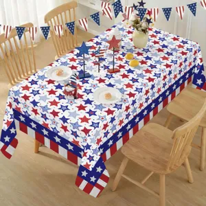 Independence Day tablecloth patriotic red white blue stars stripes US holiday party dining table decor