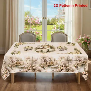 Nappe florale printemps été pour table à manger, élégant tissu vintage anti-poussière.