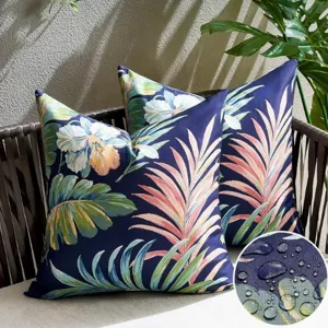 Modern Outdoor Waterproof Linen Pillow Case Tropical Plant Printed Throw Pillow Cover Decorative Cushion Cover For Patio Sofa Home