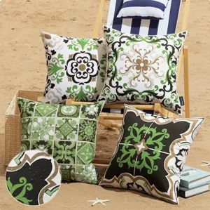 Waterproof outdoor throw pillow covers bohemian geometric floral cushion covers for sofa