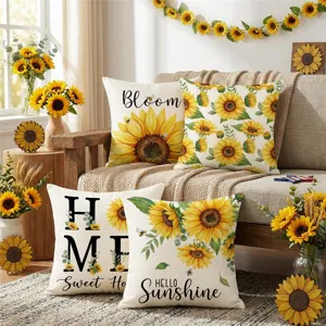 Autumn sunflower throw pillow covers, American country style decorative cushion cases for home sofa.