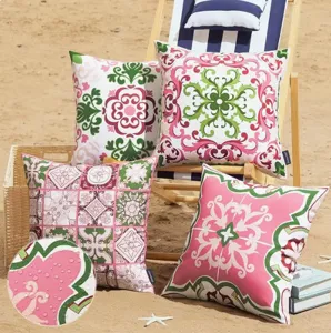 Waterproof bohemian geometric floral throw pillow covers for outdoor sofa home decor