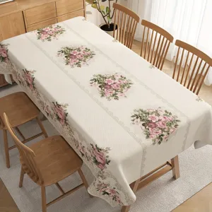 Vintage rosa Rosen Tischdecke für Esstisch Heimdekoration staubdichte elegante Stoffabdeckung
