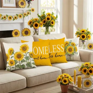 Autumn American country style sunflower throw pillow covers warm yellow sofa cushions for home decor