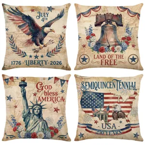 US Independence Day throw pillow cover, vintage flag eagle cushion for sofa home decor
