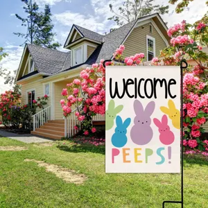 Easter garden flag double-sided bunny print festival outdoor yard decoration 12x18 inch.