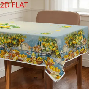 Tovaglia da tavola limone estiva per sala da pranzo, citta costiera panno stampato.