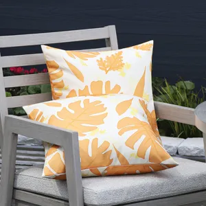 Outdoor waterproof plant throw pillow cover, modern tropical leaf cushion for sofa and car.