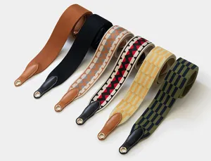 Polyester webbing replacement shoulder bag strap with leather details for luxury handbags
