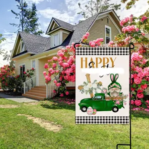 Easter garden flag cute bunny truck floral spring outdoor yard decoration banner 12x18 inch