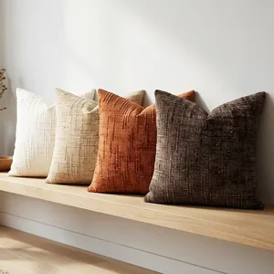 Luxus strukturierte Chenille Kissenbezüge für Wohnzimmer Sofa, 4er Set ohne Füllung.