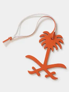 Orange leather palm tree charm stylish bag pendant luxury car keychain leather accessory
