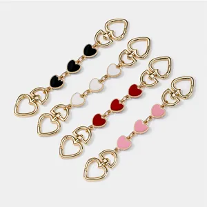 Vintage Alloy Heart Shaped Bag Chain Extension Fashion Golden Metal Handbag Decoration Strap Hanging Charm For Shoulder Bag