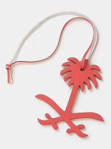 Leather palm tree bag charm red luxury style luggage pendant car keychain accessory