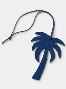 Ciondolo borsa palma in pelle blu, elegante portachiavi per borse di lusso e chiavi auto.