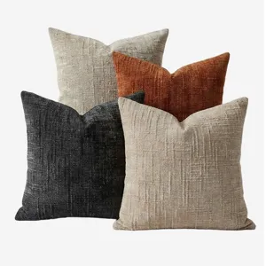 Chenille Kissenbezüge 4er Set, weiche dekorative quadratische Kissenhüllen für Wohnzimmer Sofa.