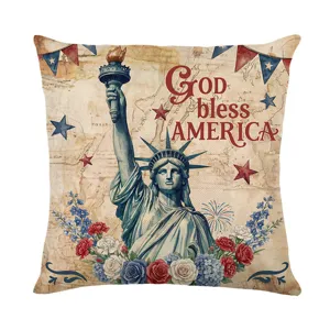 Housse de coussin Jour de l'Indépendance américaine Statue de la Liberté déco