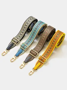 Adjustable Polyester Webbing Bag Strap Retro Geometric Chevron Pattern Shoulder Strap Replacement For Crossbody Handbags Women Men