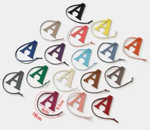 Colorful leather letter A bag charm keychain, premium calfskin purse pendant accessory.