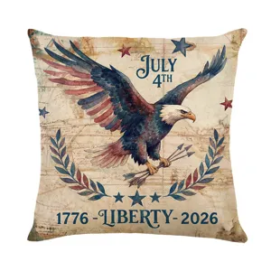 Housse de coussin Jour de l'Indépendance américaine avec aigle vintage et design Liberty.