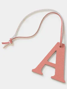 Pink leather letter A pendant charm for bags keys and car accessories, stylish accessory.