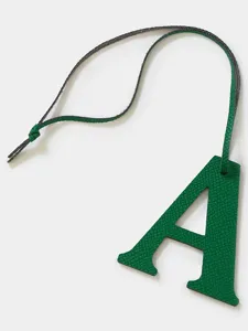 Green leather letter A bag charm designer style keychain luxury handbag pendant accessory