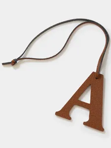 Brown Leather Letter A Charm Pendant For Stylish Handbag And Car Key Chain Decors