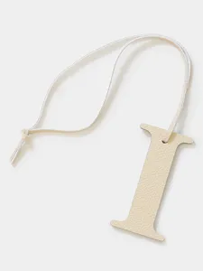 Beige de cuero letra I colgante decorativo para bolso elegante llavero accesorio de moda