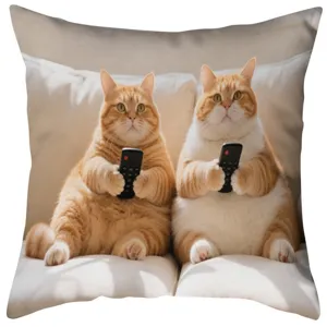 Süßer Cartoon Katzen Kissenbezug Weicher Stoff Wohnzimmer Sofa Dekorative Kissenhülle
