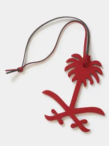 Red leather date palm tree bag charm luxury car key pendant accessory stylish leather keychain