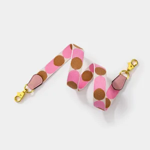 Stylish polka dot handbag replacement strap, colorful canvas shoulder strap with gold hooks.