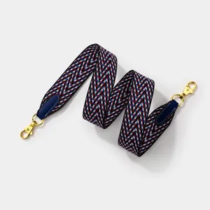 Stijlvolle geweven brede schouderriem vervanging voor crossbody tassen met leer en metaal.