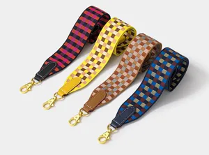 Geometric block jacquard woven wide shoulder strap replacement for crossbody bags