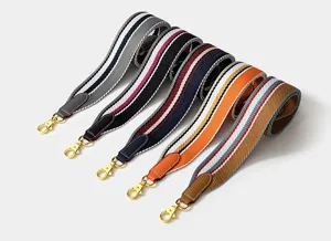 Woven canvas bag strap colorful replacement crossbody shoulder strap for luxury handbags
