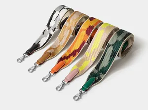 Colorful woven wide bag strap replacement shoulder strap for crossbody bags and handbags.