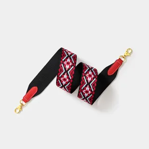 Colorful woven replacement shoulder strap for handbags, wide bag strap with gold hardware.
